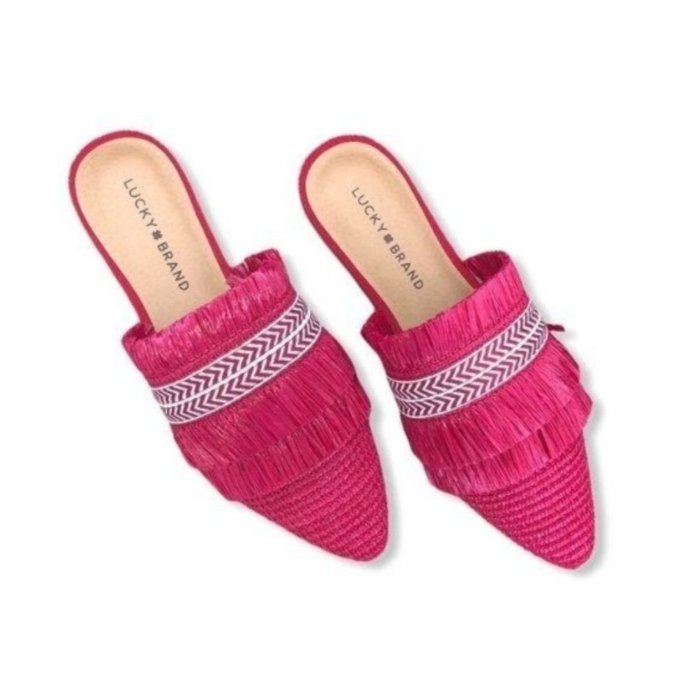 Boho Lucky Brand Mule Pink Fray Flats Slip On